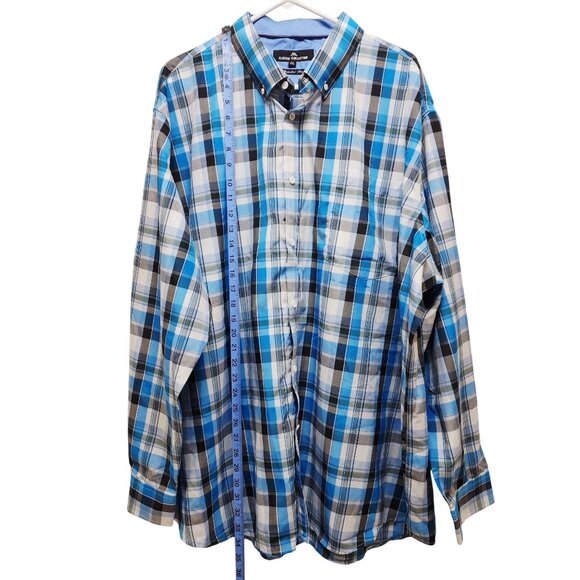 Mens Classic Collection Size 4XL Plaid Button-Up Shirt Blue/White Regular Fit - Picture 5 of 8